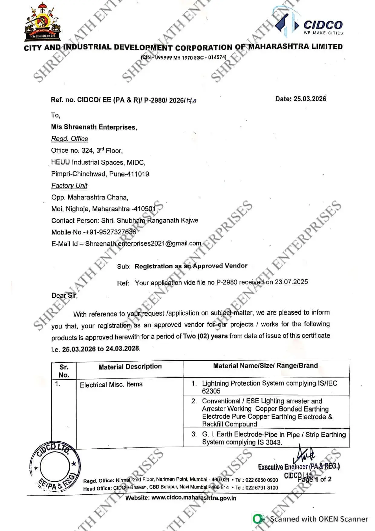 CIDCO Certificate