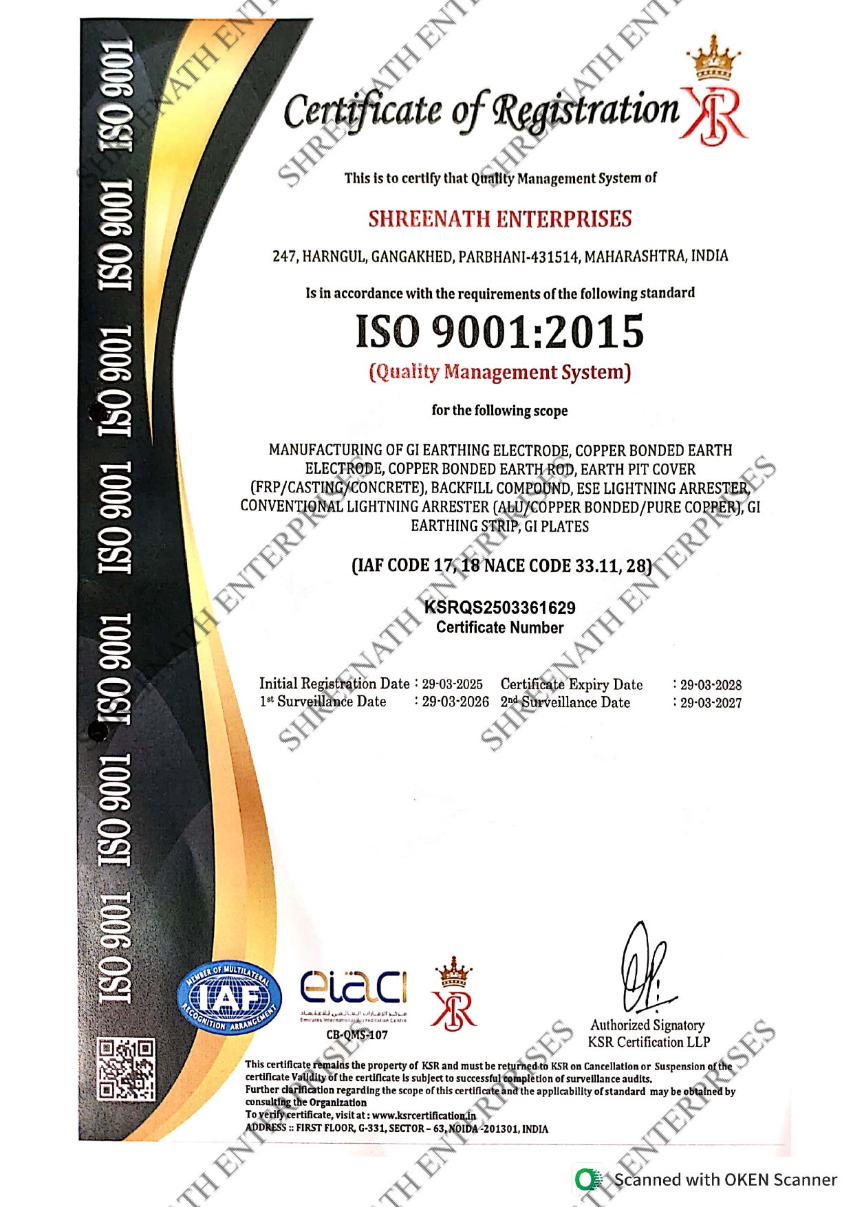 ISO 9001:2015 CERTIFICATE